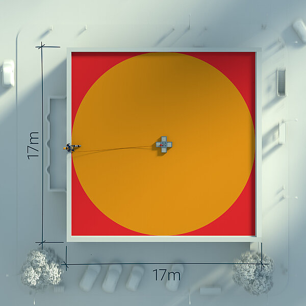 Illustration of the orange and red zone for a restraint system