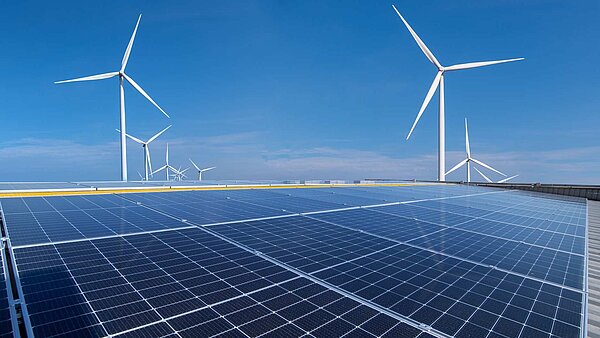 Wind farm with solar PV renewable energy