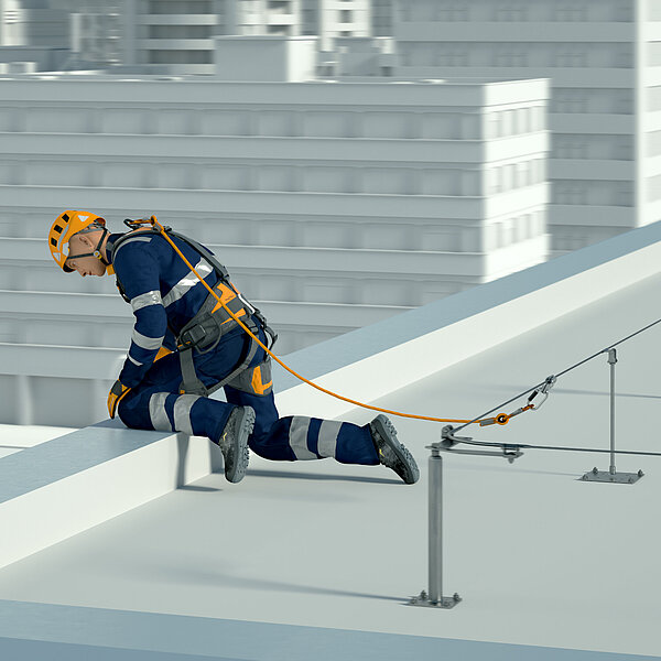 Illustration of a restraint system with rope system and PPE